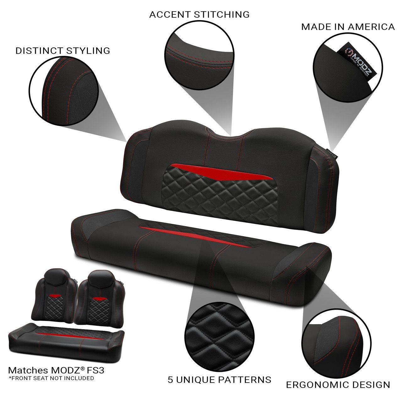 MODZ® RSC3 Custom Back Rear Seat Cushions - Choose Pattern and Accent Colors