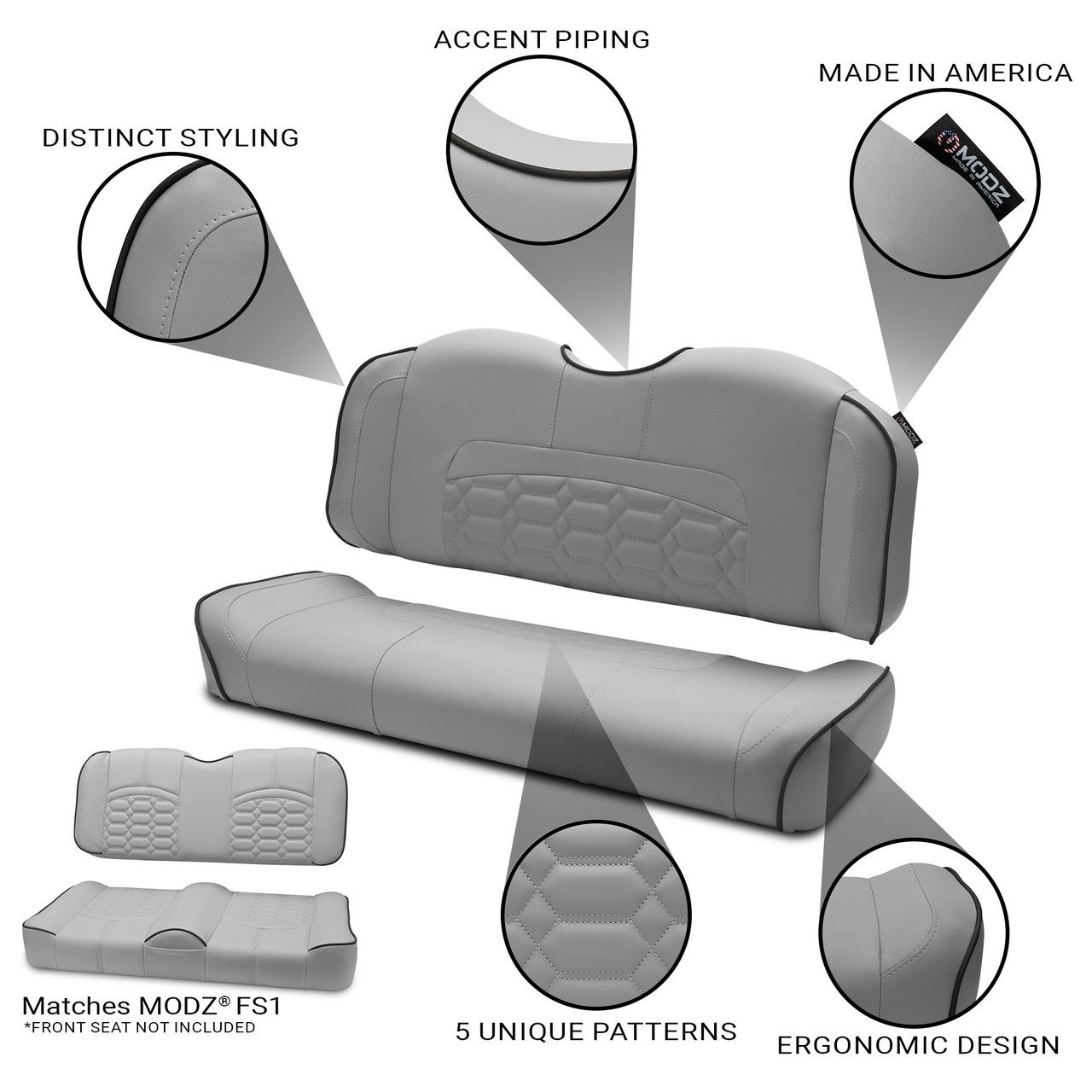 MODZ® RSC1 Custom Back Seat - Gray Base - Choose Pattern and Accent Colors