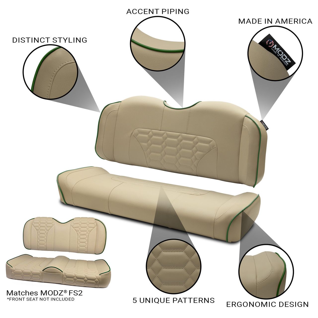 MODZ® RSC2 Custom Back Seat - Khaki Base - Choose Pattern and Accent Colors