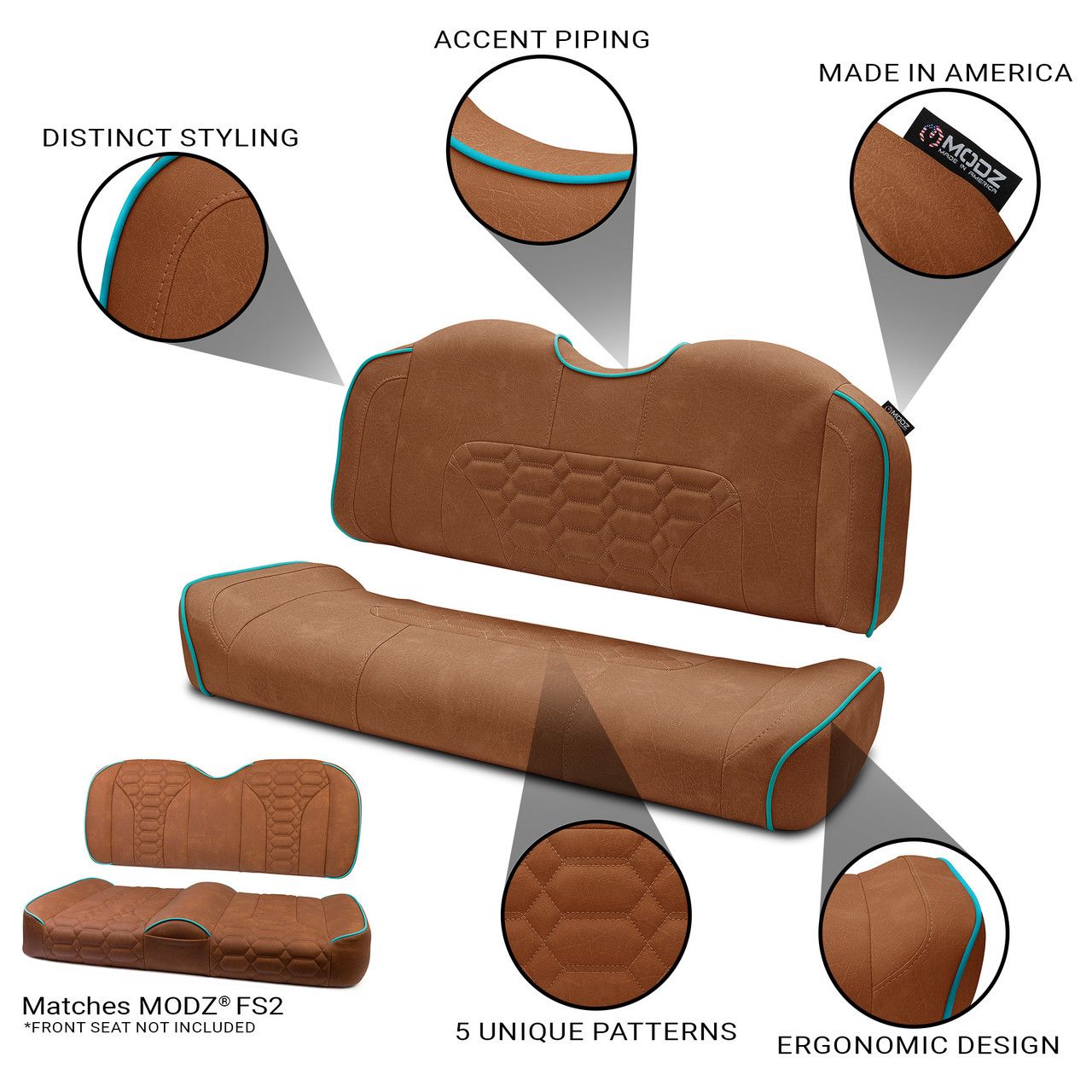 MODZ® RSC2 Custom Back Seat - Rust Base - Choose Pattern and Accent Colors