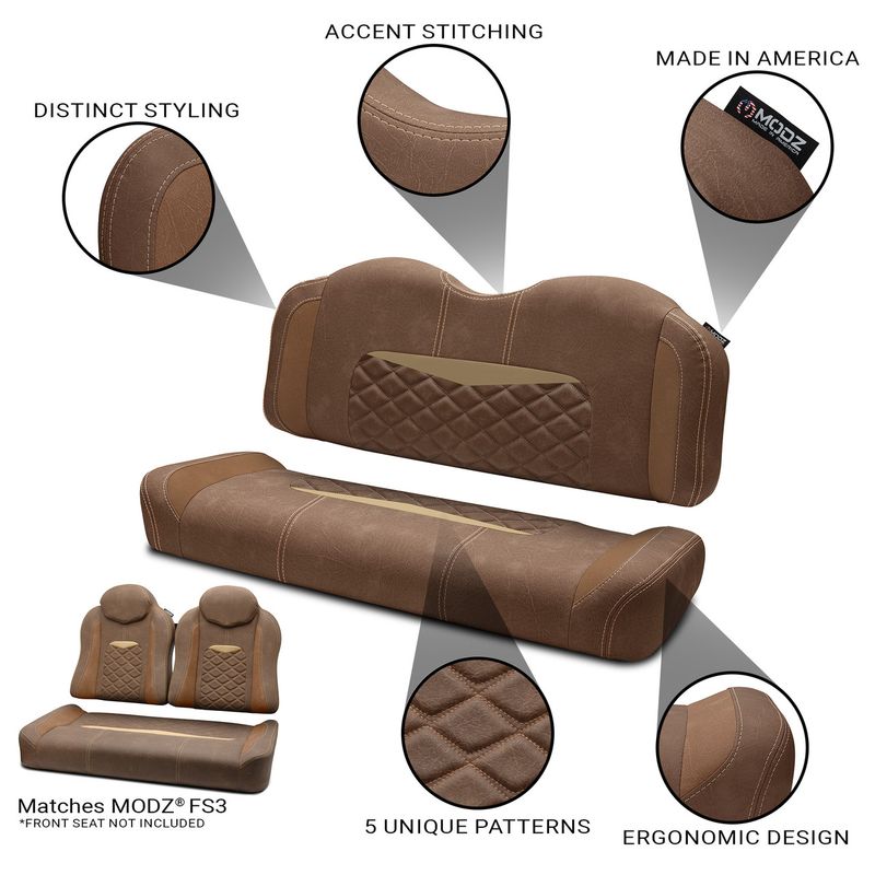 MODZ® RSC3 Custom Brown Rear Seat Cushions - Choose Pattern and Accent Colors