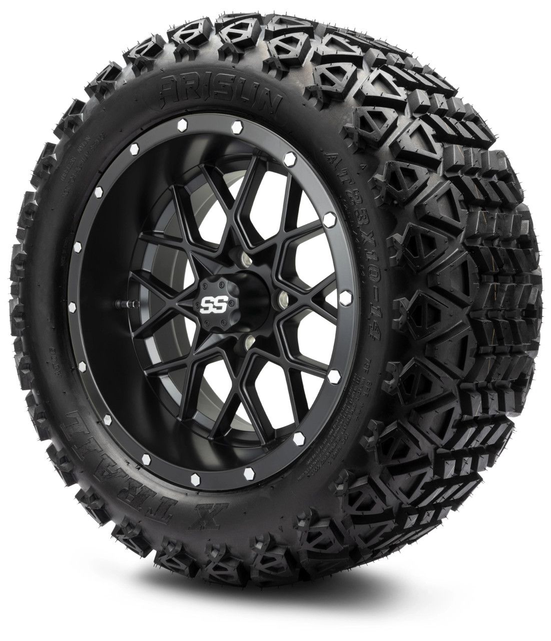 MODZ® 14&quot; Vortex Matte Black - Lifted Tires and Wheels Combo