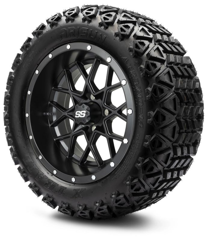 MODZ® 14" Vortex Matte Black - Lifted Tires and Wheels Combo
