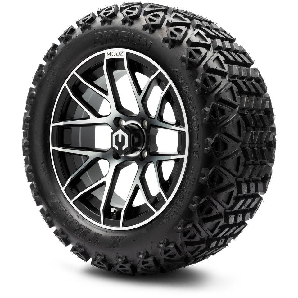 MODZ® 14" Matrix Machined Black - Lifted Tires and Wheels Combo