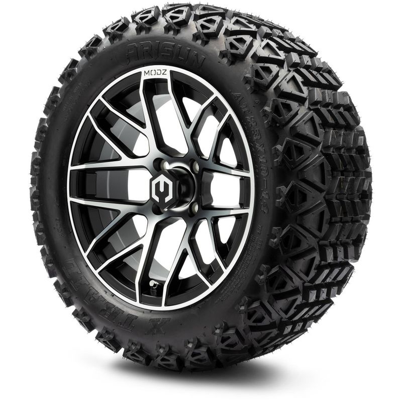 MODZ® 14" Matrix Machined Black - Lifted Tires and Wheels Combo