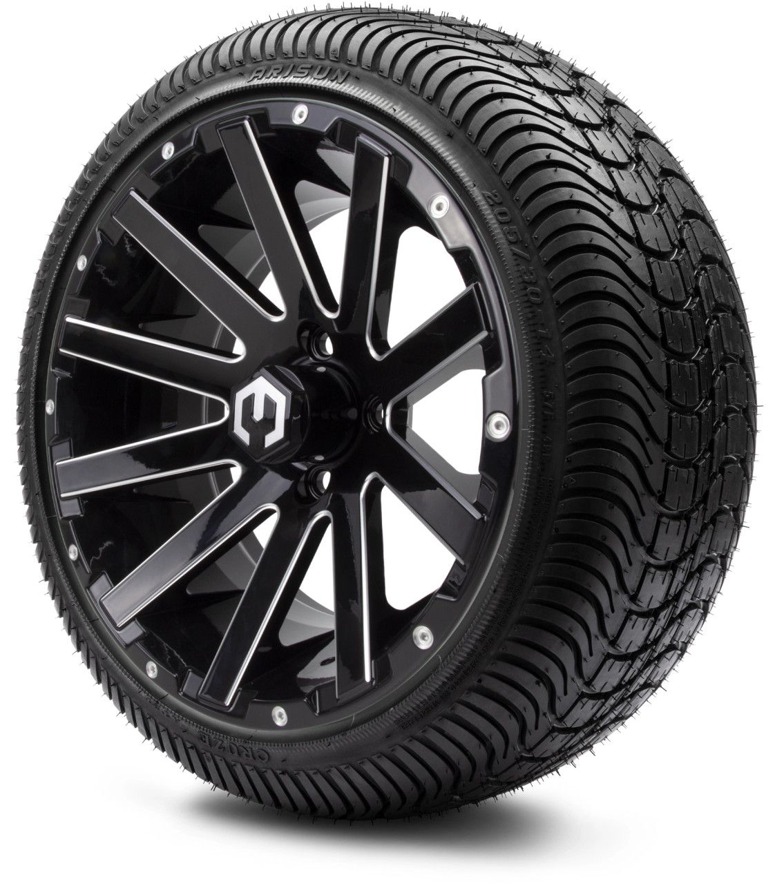 MODZ® 14&quot; Mauler Glossy Black Ball Mill - LowPro Street Tire and Wheels Combo