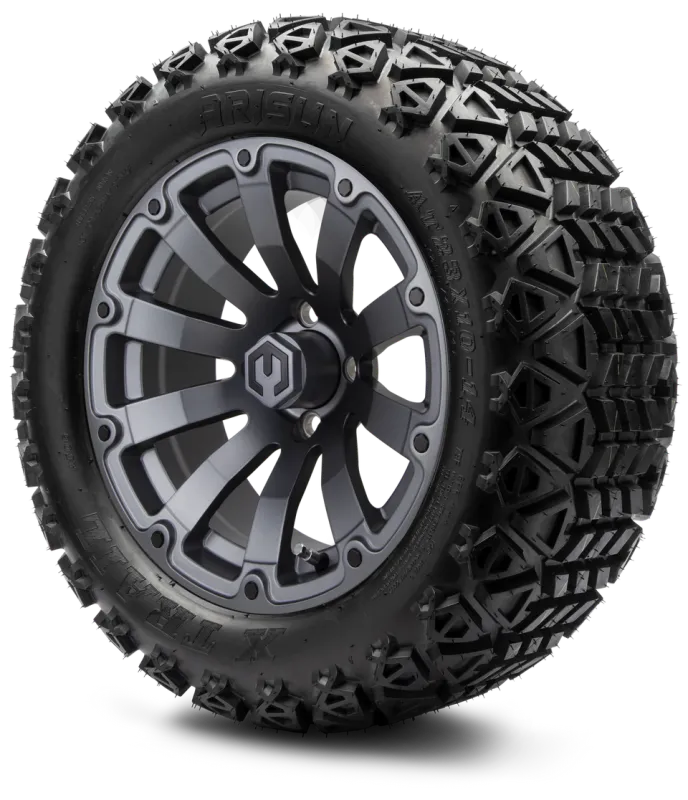 MODZ® 14" Bomber Matte Gunmetal - Lifted Tires and Wheels Combo