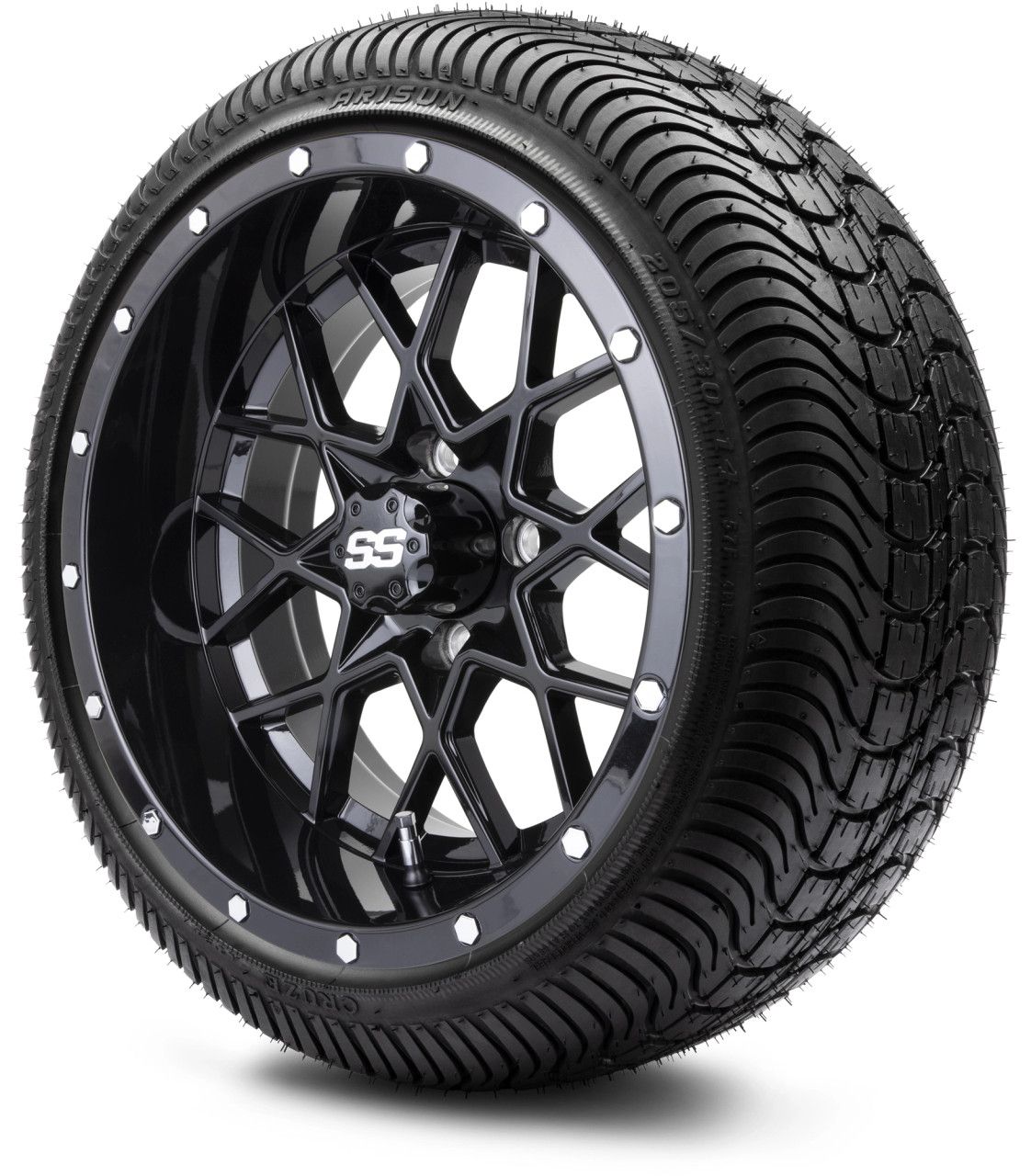 MODZ® 14" Vortex Glossy Black - LowPro Street Tire and Wheels Combo