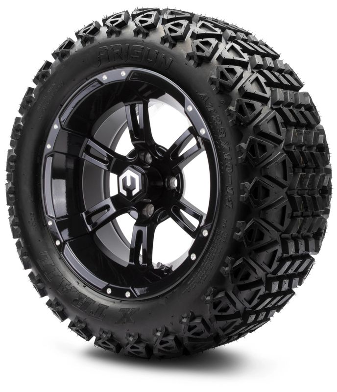 MODZ® 14" Ambush Glossy Black - Lifted Tires and Wheels Combo