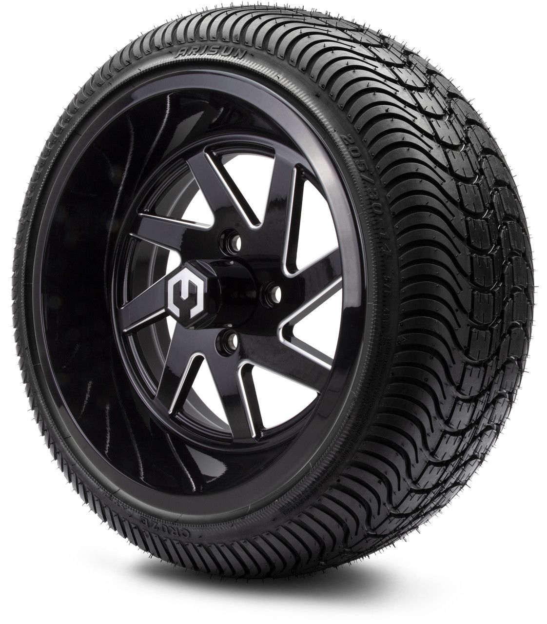 MODZ® 14" Fury Glossy Black with Ball Mill - LowPro Street Tire and Wheels Combo