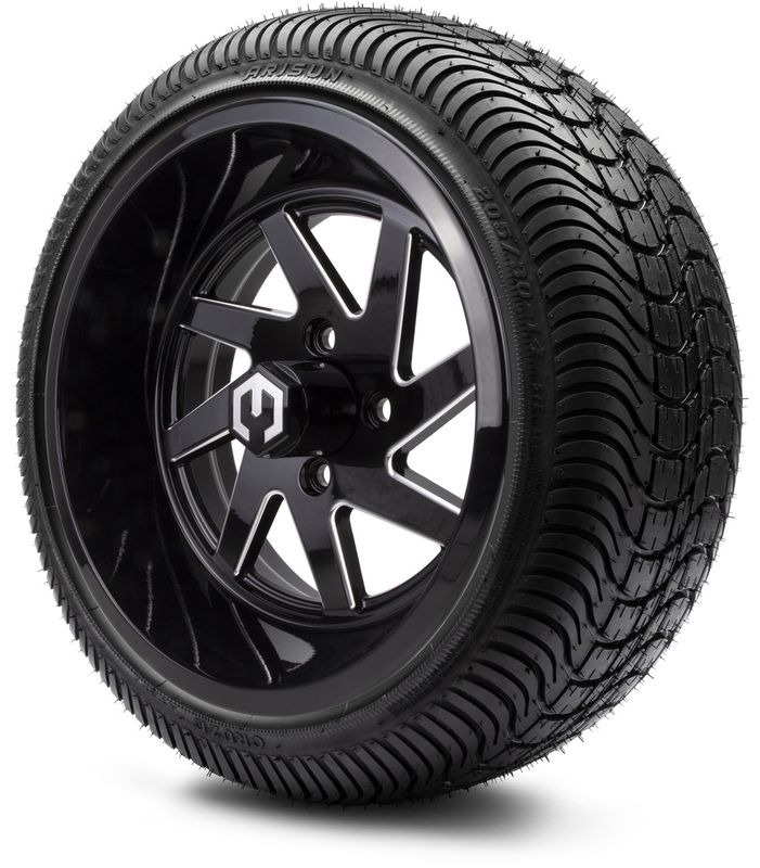 MODZ® 14" Fury Glossy Black with Ball Mill - LowPro Street Tire and Wheels Combo