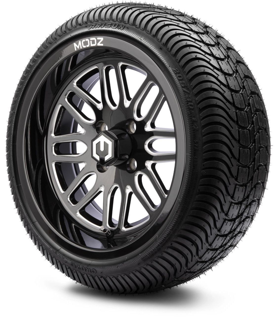 MODZ® 14" Mayhem Glossy Black Ball Mill - LowPro Street Tire and Wheels Combo
