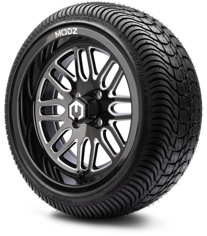 MODZ® 14" Mayhem Glossy Black Ball Mill - LowPro Street Tire and Wheels Combo