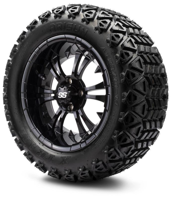 MODZ® 14" Vampire Glossy Black - Lifted Tires and Wheels Combo