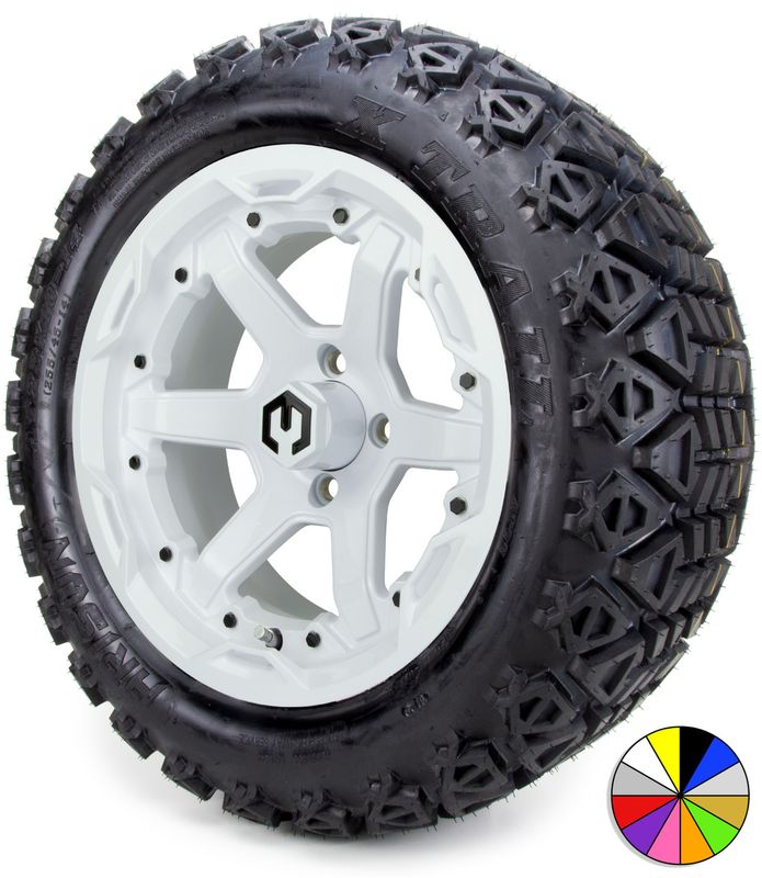 MODZ® 14" Gladiator Glossy White with Color Accents- Lifted Tires and Wheels Combo