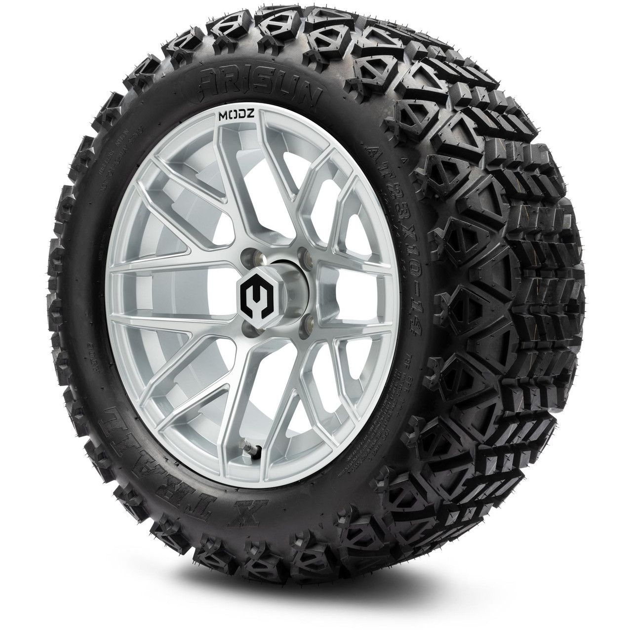 MODZ® 14" Matrix Silver - Lifted Tires and Wheels Combo