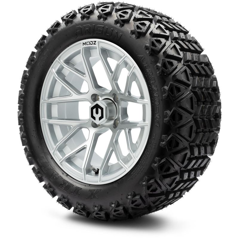 MODZ® 14" Matrix Silver - Lifted Tires and Wheels Combo