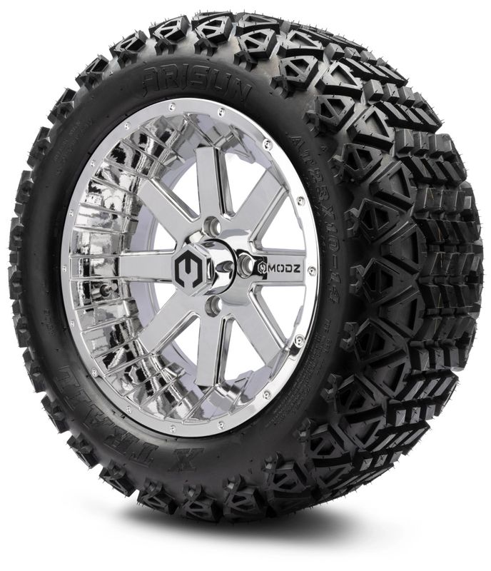 MODZ® 14" Assault Chrome - Lifted Tires and Wheels Combo