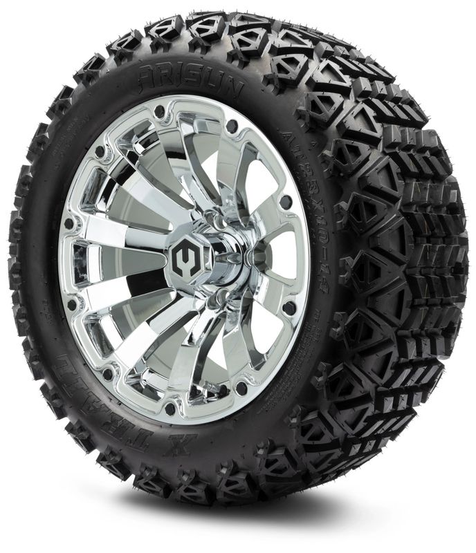 MODZ® 14" Bomber Chrome - Lifted Tires and Wheels Combo