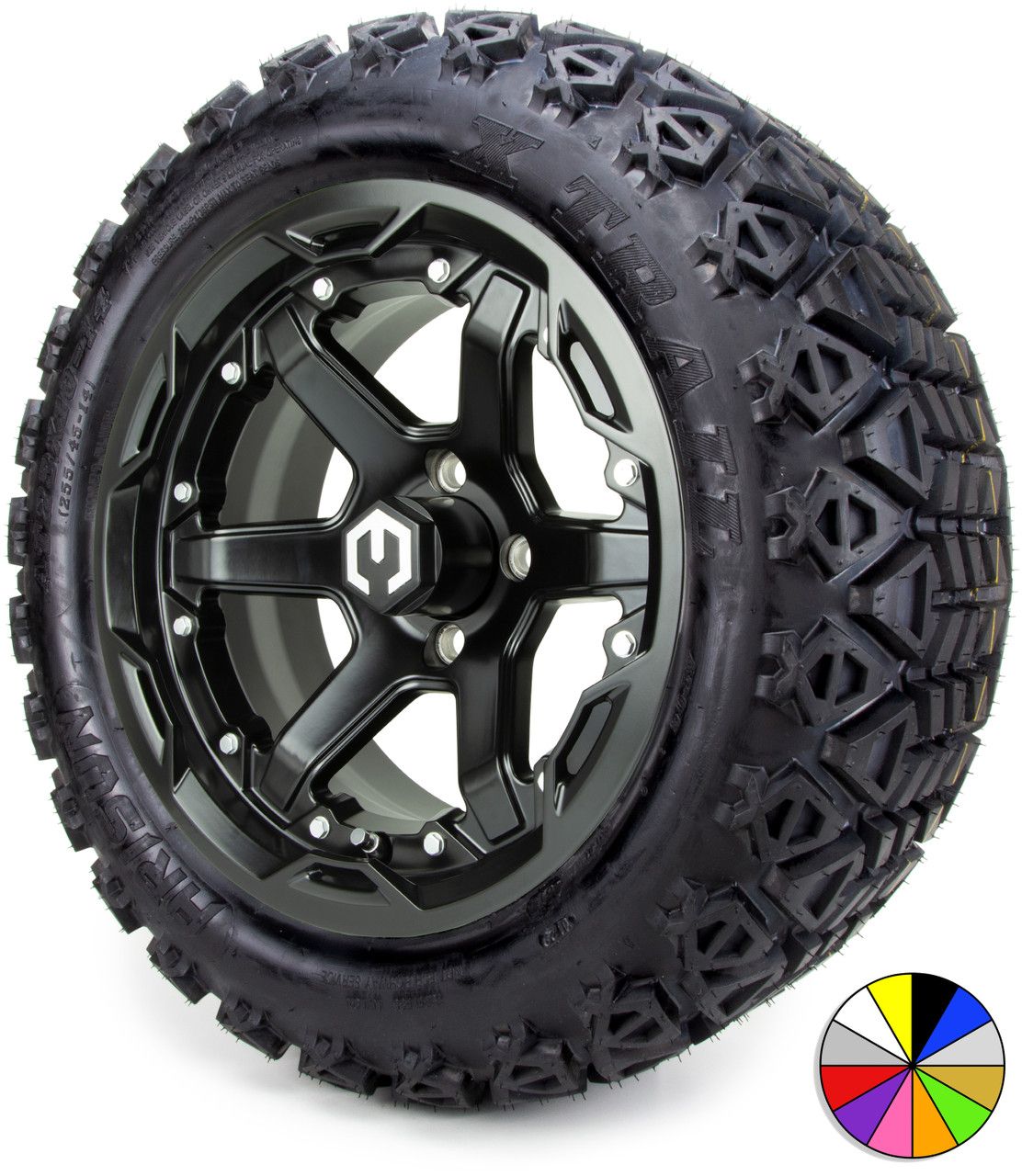 MODZ® 14" Gladiator Matte Black with Color Accents - Lifted Tires &amp; Wheels Combo w/ Color Options