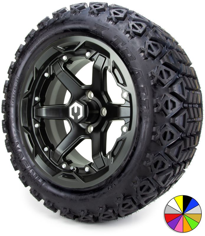 MODZ® 14" Gladiator Matte Black with Color Accents - Lifted Tires &amp; Wheels Combo w/ Color Options