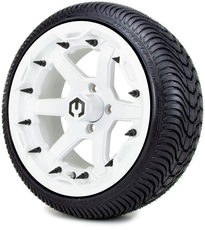 MODZ® 14" Gladiator Glossy White w/Spike Options - LowPro Street Tire and Wheels Combo