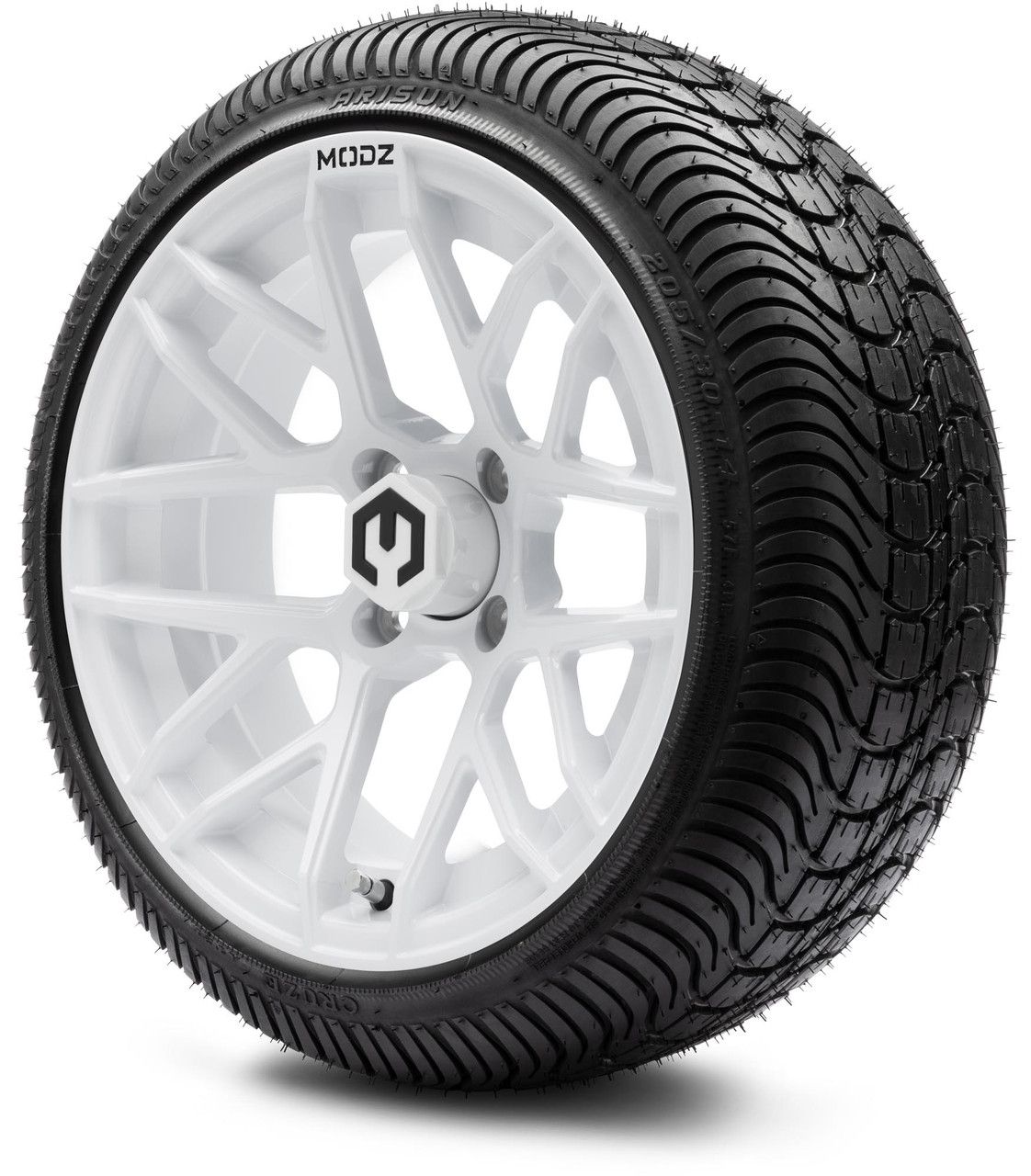 MODZ® 14" Matrix Glossy White - LowPro Street Tire and Wheels Combo
