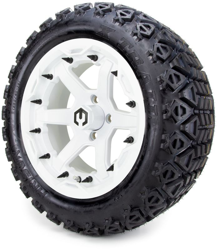 MODZ® 14" Gladiator Glossy White w/Spike Options -Lifted Tire and Wheels Combo