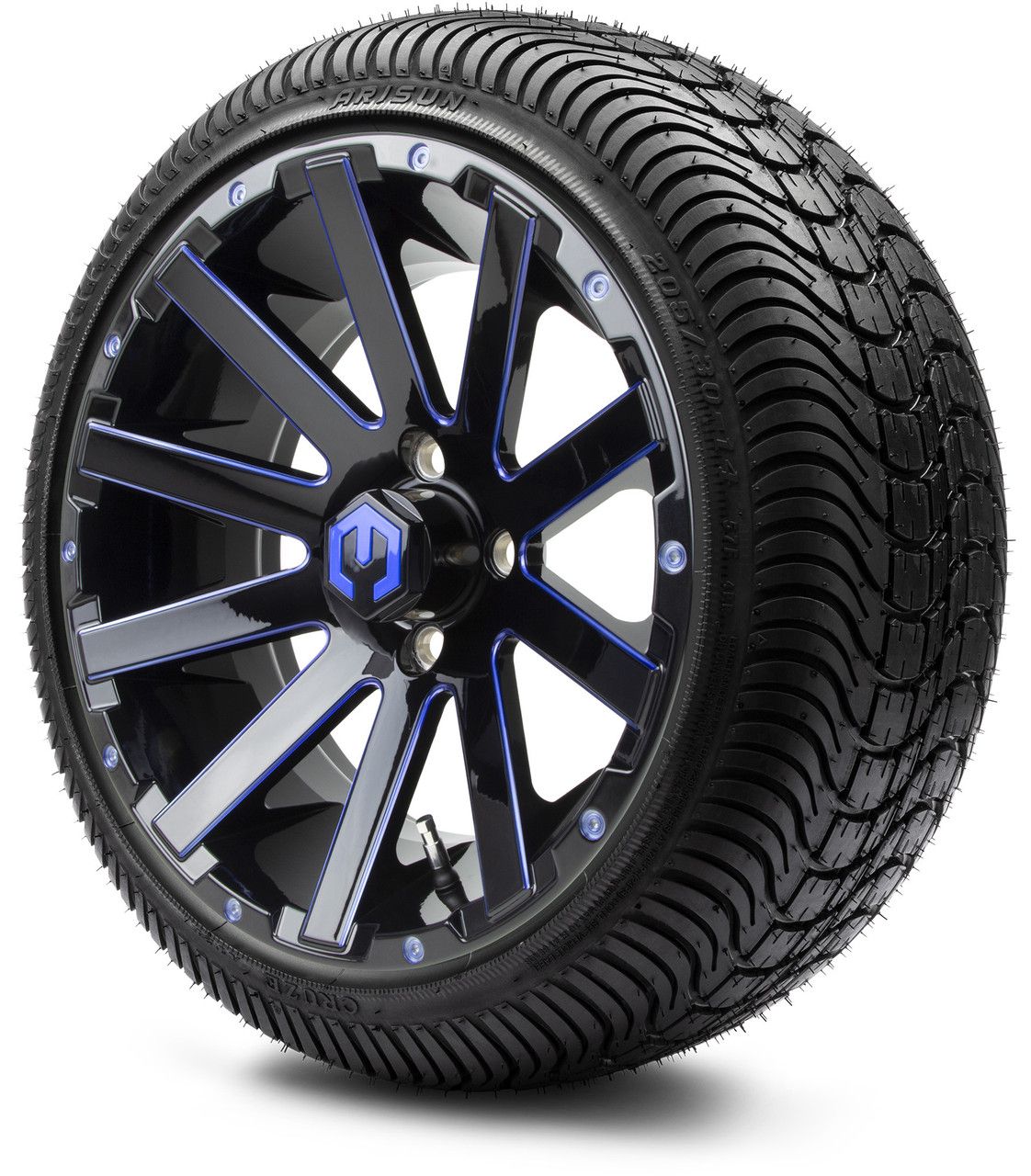 MODZ® 14" Mauler Black Ball Mill with Blue - LowPro Street Tire and Wheels Combo