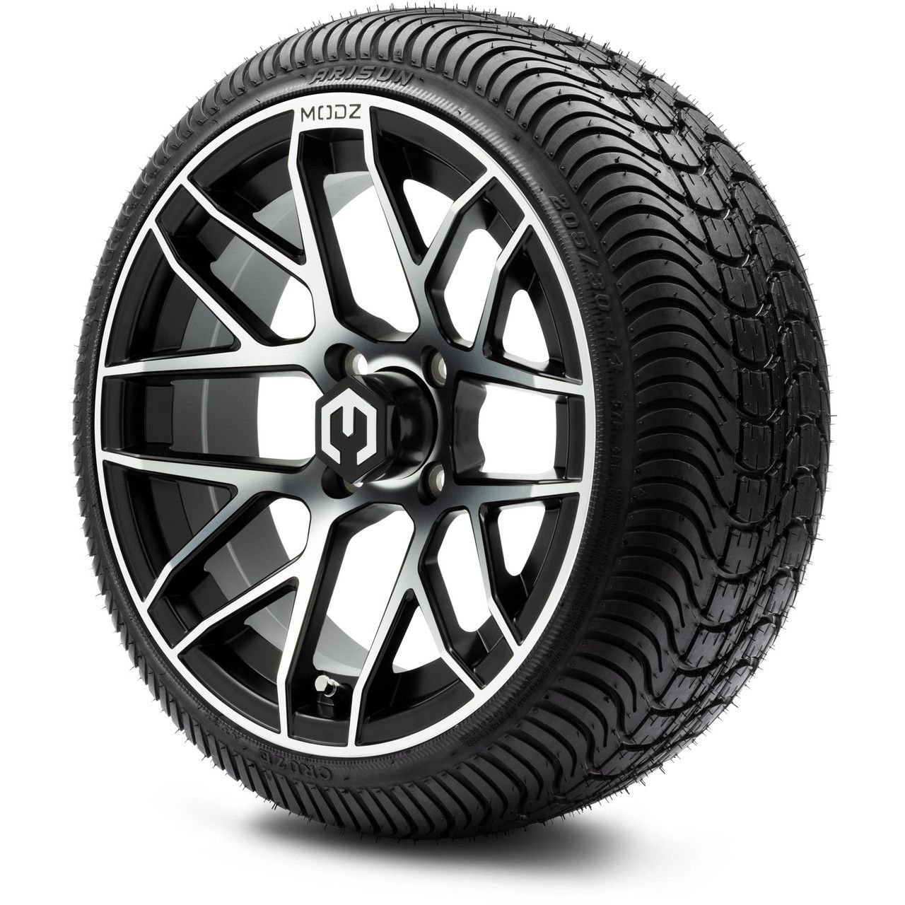 MODZ® 14" Matrix Machined Black - LowPro Street Tire and Wheels Combo