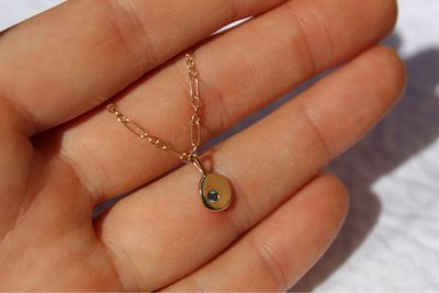 10k Sapphire Disc Necklace