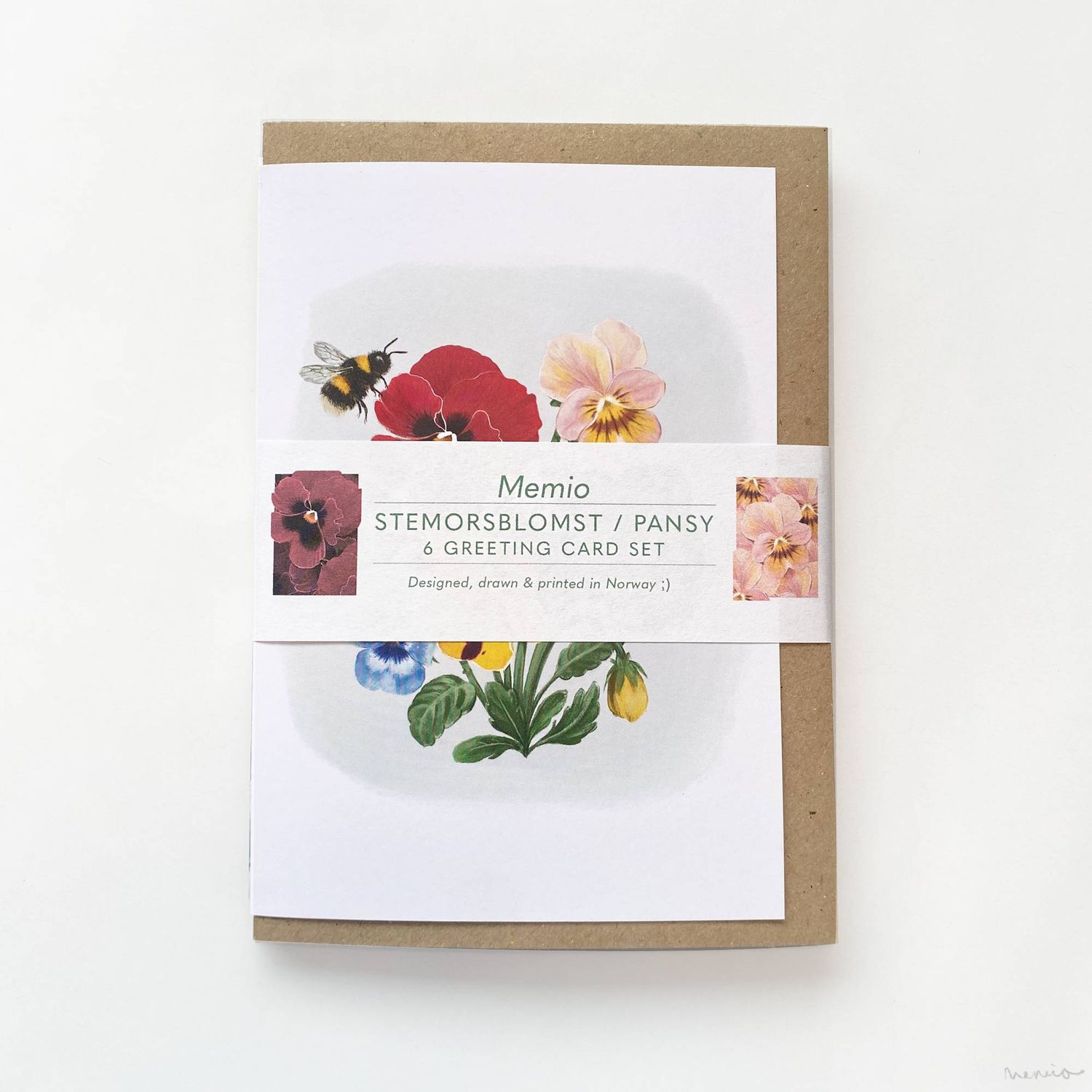 Stemorsblomst / Pansy 6 Greeting Card Set