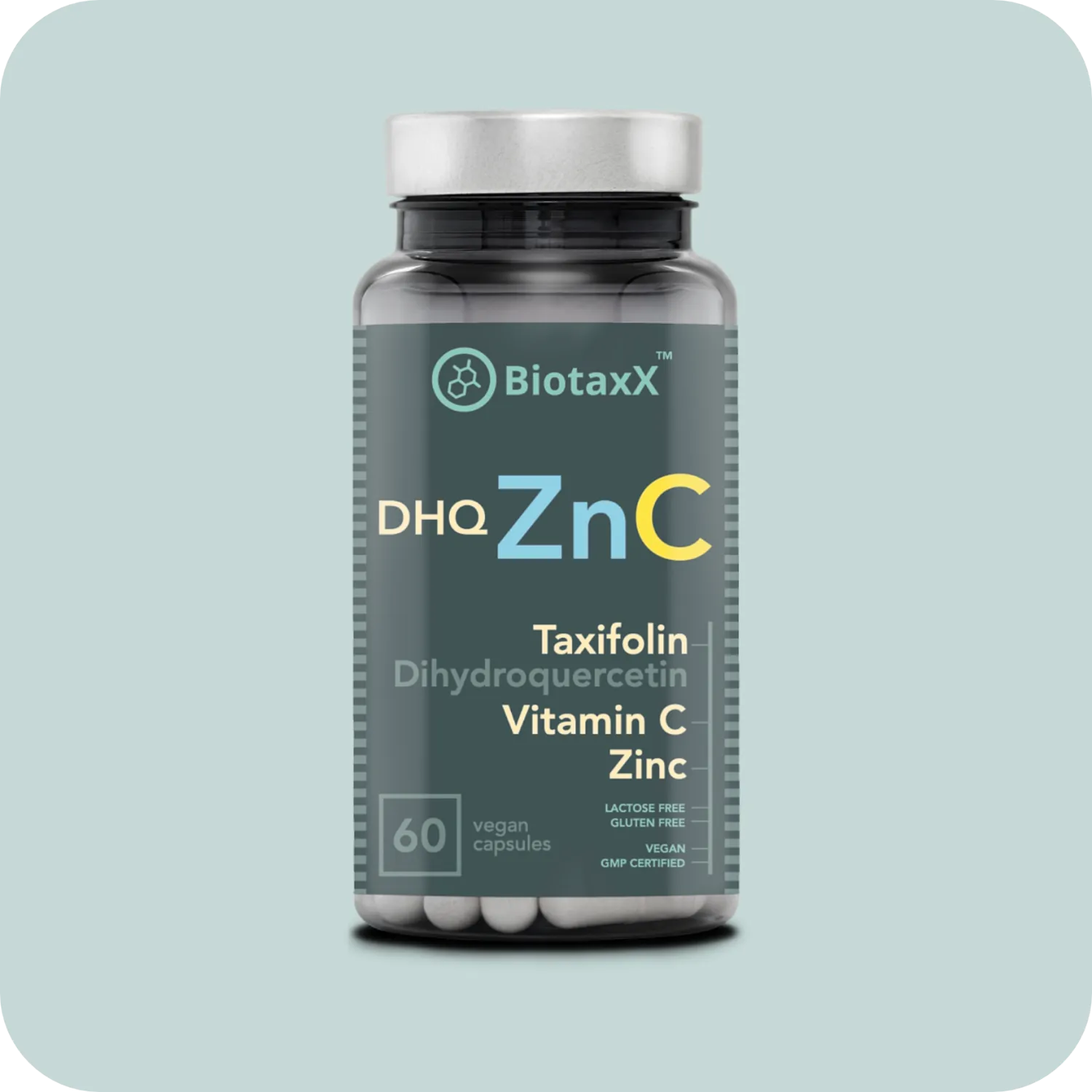 Taxifolin (Dihydroquercetin) + Vitamin C + Zinc – 500 mg, 60 Capsules