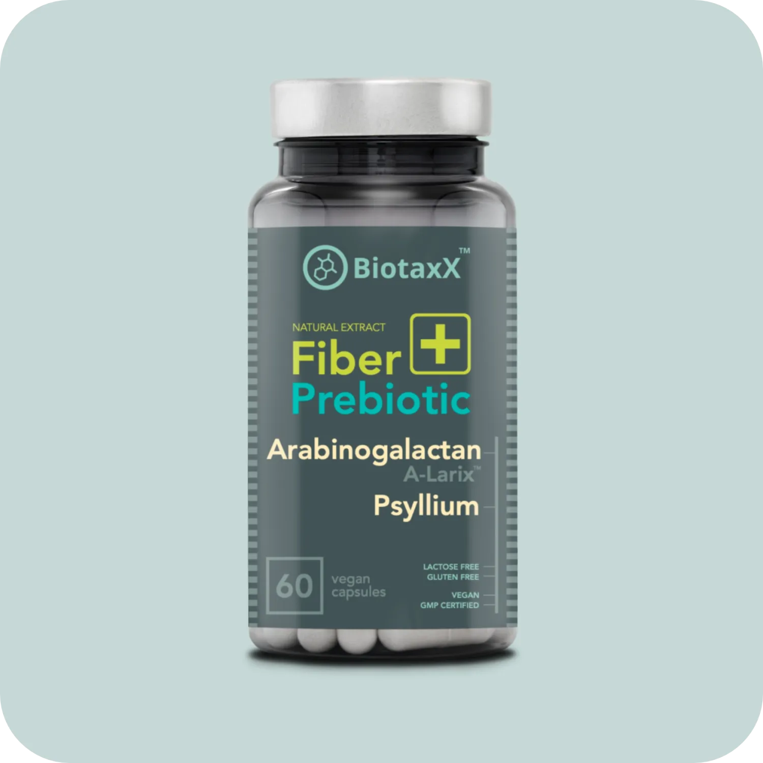 Psyllium Husk (Plantago ovata) + Arabinogalactan 95% – 660 mg, 60 Capsules