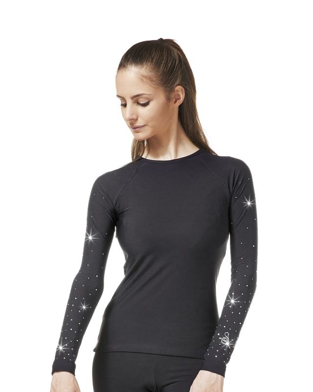 SAGESTER Microfibre long-sleeve t-shirt with crystals on the sleeves