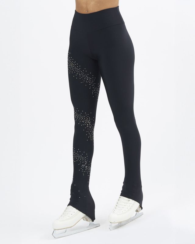 SAGESTER Thermal skating leggings with a spiral of crystals