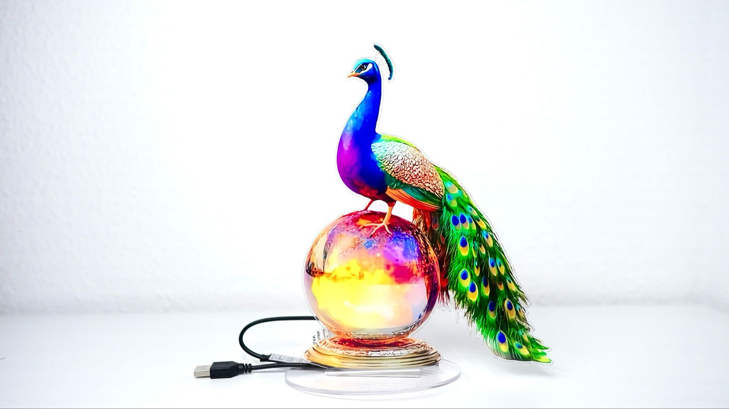 Pfau in 2D mit Beleuchtung