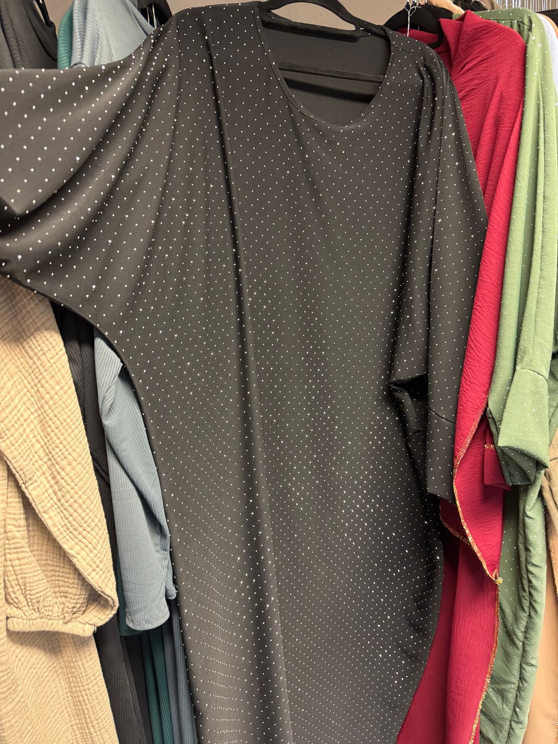Abaya Schwarz mit Strass