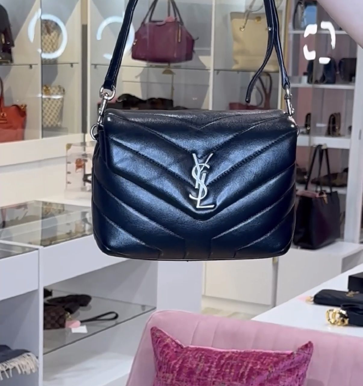 YSL  Lou Lou Puffer Black/Silver Small