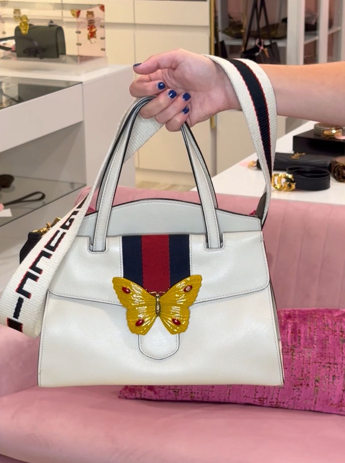 Gucci Butterfly White/Gutar Lines Totem Crossbody