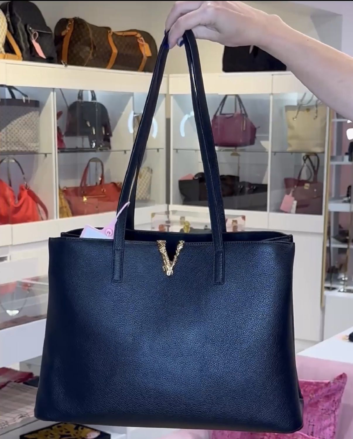 Versace Black Vistas Large Tote