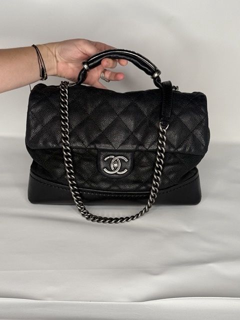 Chanel Black Caviar Silver Globe Trotter