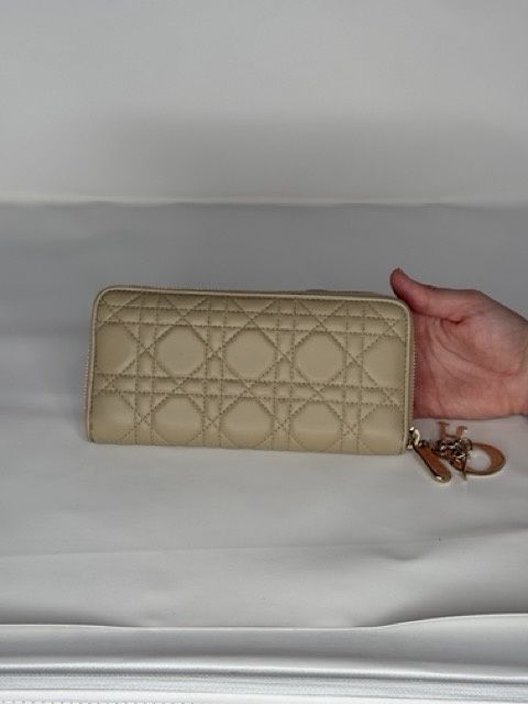 Dior Cannage Beige Zippy Long Wallet
