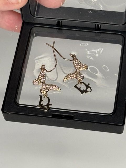 Dior Pink Rhinestone Butterfly Earring