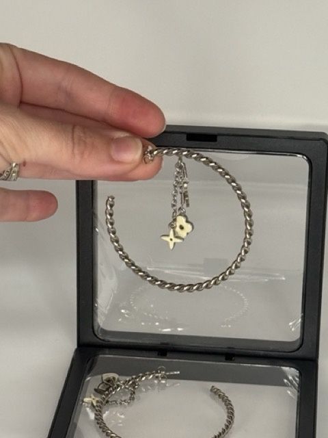 LV Silver Charm Hoop LG