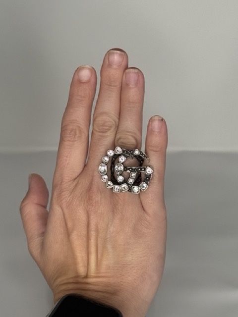 Gucci Marmont GG Silver Stone Ring (L)
