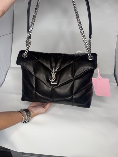 YSL Medium Black/Silver LouLou Puffer (New)