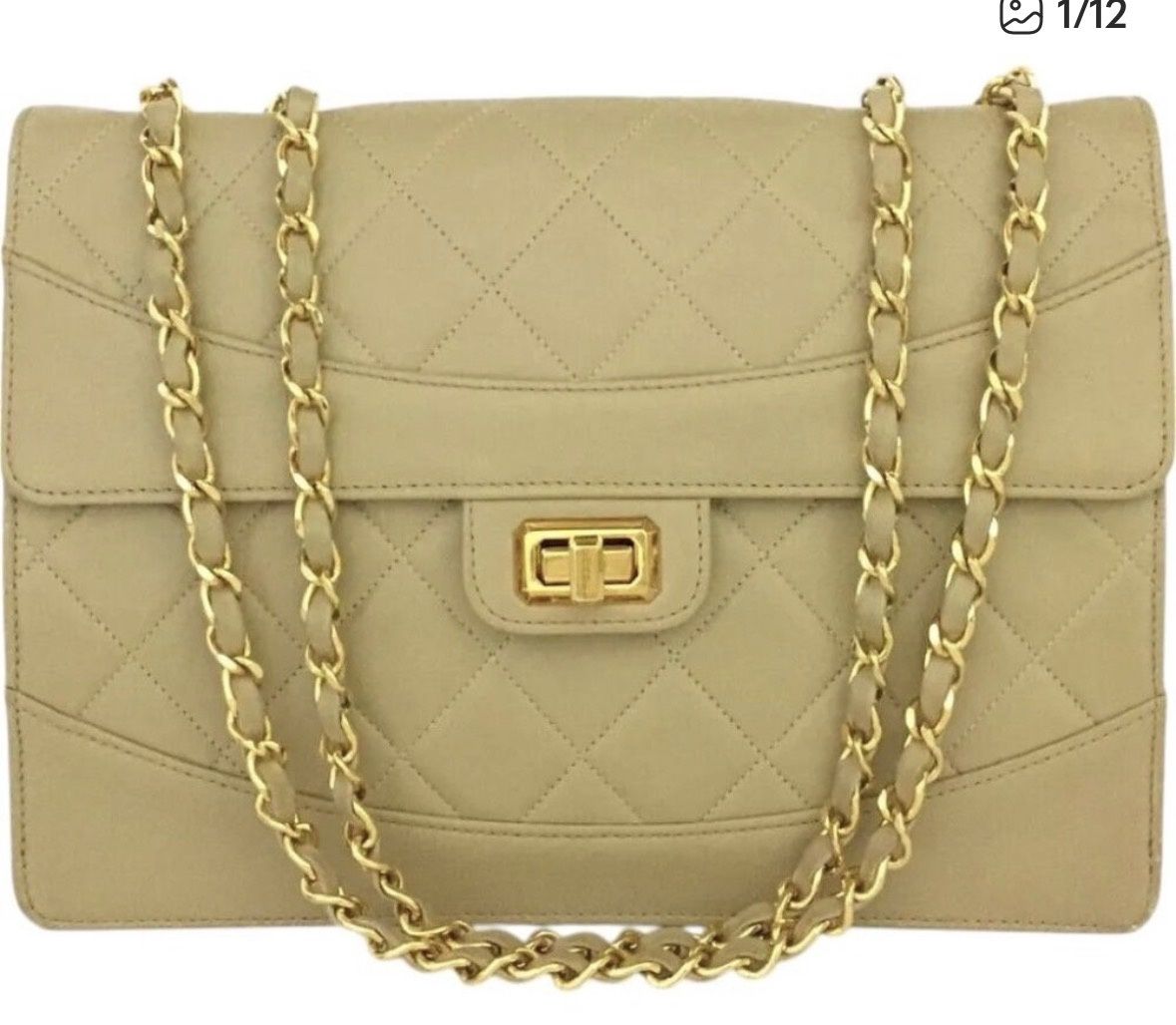 Chanel Beige Matisse Lamb Single Gold Flap