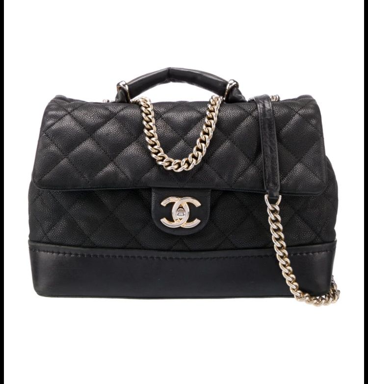 Chanel Black Turn Lock Tote Caviar