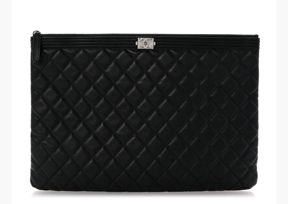 Chanel Black Boy Matelasse Clutch